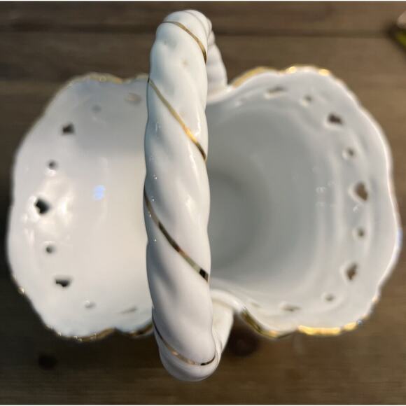 Golden Star Imports, Decorative, Porcelain Floral Basket, preowned - Picture 5 of 10